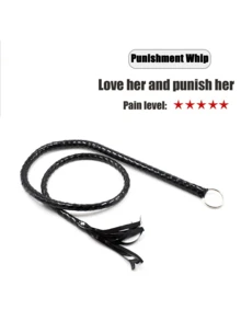 140cm/55in Leather Whip – Long BDSM Flogger, Bondage Whip For Couples, Fetish Roleplay Accessory, Adult Bedroom Toy, Sensory Play, Spanking Whip, Long Tail Whip, BDSM Accessories, Couple Games, Erotic Flogger For Intimate Play - 140cm/55in - View 3