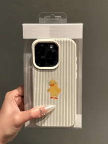 1件 白色條紋鴨子造型個性化極簡防摔軟 TPU 時尚手機殼 全包防污保護殼 相容 Apple 17 16 15 14 13 12 11 Pro Max Air 及系列 - 彩色 - 查看 4