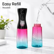 Facial Fine Mist Spray Bottle, Ombre Gradient 200ml Or 300ml Refillable Plastic Sprayer, Portable Leakproof Empty Water Mister For Face Hydration, Makeup Setting, Hair And Plant Misting, Travel Cosmetic Dispenser - A - View 6