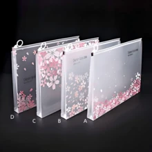 4pcs A4 Waterproof Cherry Blossom Style Zipper File Bags, 4 Styles, High-Quality PP Material, 3D A4 Storage File Bags, Suitable For Stationery, Office Supplies, Home Organization And Travel Storage - Back To School Season - A4 - View 7