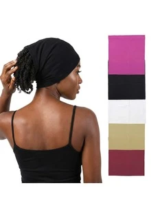 Solid Stretch Ruched Hijab Undercap, Soft Elastic Head Wrap For Daily Prayer & Chemo Hair Loss Wear, Practical Holiday Gift For Women - Multicolor - View 5