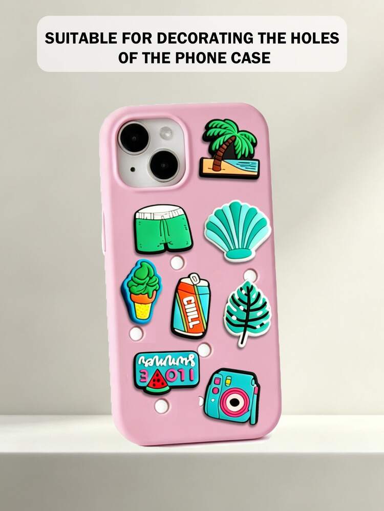 24 buah Hiasan Sepatu DIY PVC Kreatif Seri Musim Panas Berwarna-warni, Cocok untuk Pesta Musim Panas dan Hadiah Ulang Tahun - Mint Green - View 6
