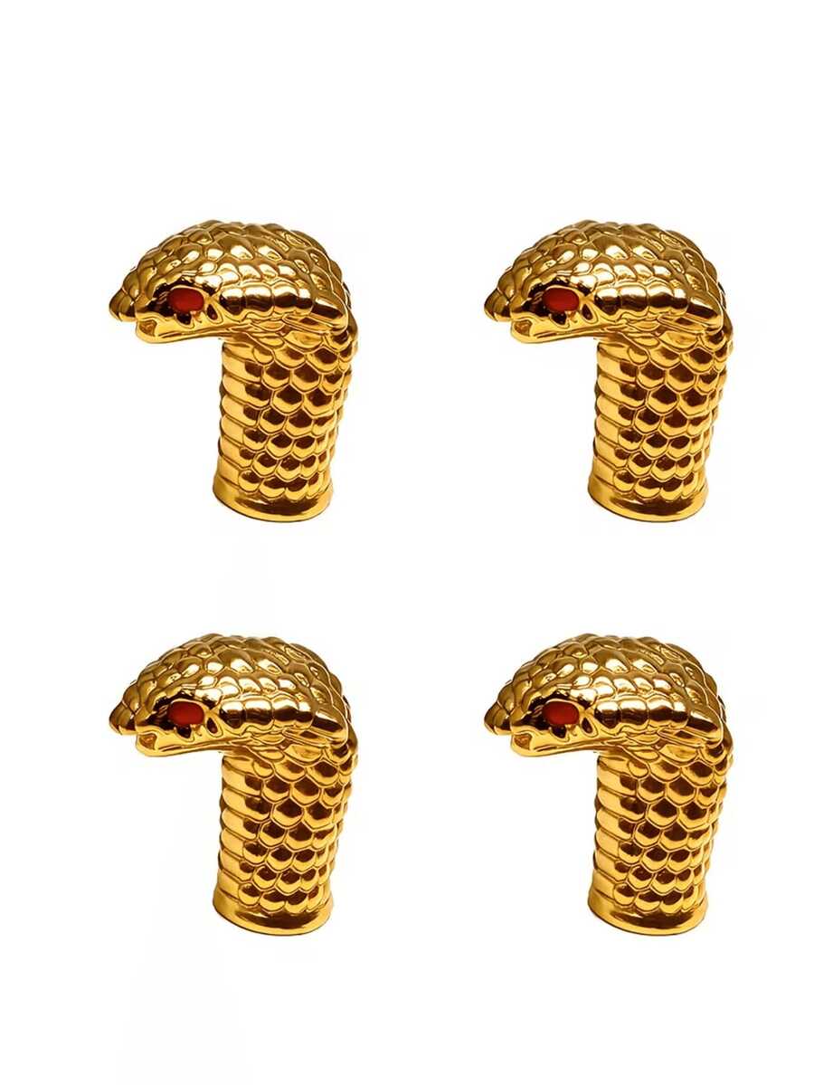 4pcs Cool Snake Head Design Tire Valve Stem Caps, Waterproof Universal Wheel Valve Caps, Suitable For Cars, Motorcycles, SUVs, Bicycles And Trucks
