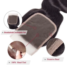 BingShang Body Wave 3 Bundles With Closure Brazilian 12A Unprocessed Virgin Human Hair 4x4 Free Part Closure Body Wavy Human Hair Bundles With Closure Natural Color Free Part HD Lace Transparent - 1B - View 8