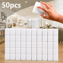 200/100/50pcs Magic Sponge Erasers, White Foam Cleaning Pads, Suitable For Kitchen, Bathroom, Tableware, Furniture, Walls, Ideal For Home Users, Households, Dorms, Multi-Functional Household Cleaning Sponges, Holiday Home Refresh And Seasonal Gift Choice - White - View 4