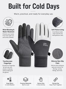 Winter Fleece Touchscreen Gloves, Unisex, Windproof, Waterproof, Warm, Non-Slip Grip, Suitable For Driving, Cycling, Commuting And Outdoor Activities - Multicolor - View 9