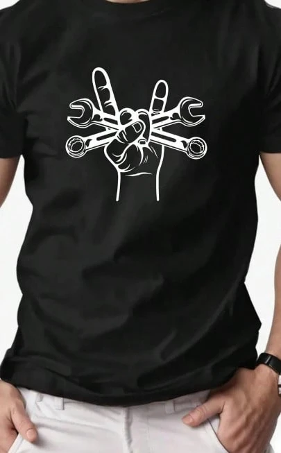 Men's Short Sleeve Round Neck Casual Summer T-Shirt With Key Graphic - 黑色 - 查看 1