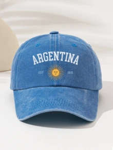 1件時尚極簡水洗棒球帽，印有「ARGENTINA」圖案，極具吸引力的四季裝飾風格，美式復古運動設計，男女通用時尚必備單品，送給家人朋友的完美禮物 - 阿根廷2 - 查看 11
