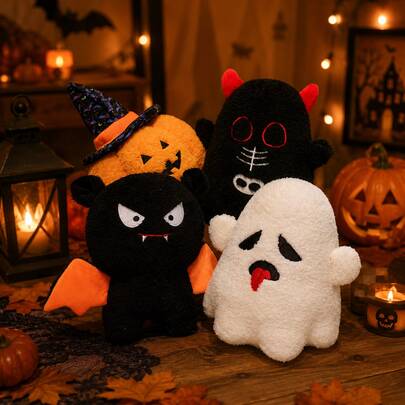 Boneka Hantu Halloween, , Kelelawar, Ukuran 20cm/7.87 inci, Mainan Boneka Plush Lembut dan Menggemaskan, Sempurna untuk Dekorasi Kamar, Dekorasi Pesta Halloween, Hadiah Ulang Tahun Anak-anak