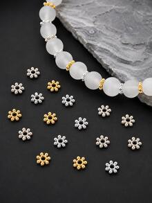 100顆 4mm 時尚合金小花扁平隔珠 DIY 項鍊珠寶手工製作套件 - 4mm雪花片 - 查看 1