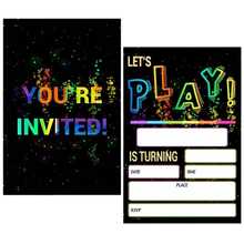 Juego de invitaciones de fiesta rellenables de colores con sobres a juego, tarjetas de invitación en blanco con diseño de confeti negro para fiesta de cumpleaños, juego, fiesta y decoración de reunión - A - Ver 8