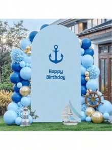 Arched Background, 5 Feet, 6 Feet, 6.6 Feet, 7.2 Feet Beige Wedding Arch Cover 2 Side Spandex Fit Fabric Arch, Suitable For Birthday Party Wedding Arch Stand Decoration (Shelf Not Included, Fabric Background Only) - Baby Blue - View 6