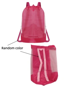 1pc Summer Beach Mesh Large Capacity Storage Bag, Polyester Drawstring Travel Backpack - Multicolor - View 8