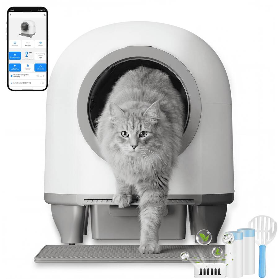 DEVOKO Self-Cleaning Cat Litter Box XXL 100L, Automatic Cat Litter Box With Waste Bags, App Controlled Electric Cat Litter Box - 查看 1
