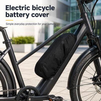 Cubierta de Batería de Bicicleta Eléctrica - Tela Oxford 420D Resistente (Negro/Gris), Diseño de Dobladillo Elástico, Adecuada para Múltiples Modelos de Batería de Bicicleta Eléctrica, Regalo Perfecto para Fiestas Vacacionales para Familia y Amigos (Solo Cubierta)
