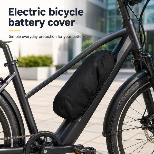Electric Bicycle Battery Cover - Heavy Duty 420D Oxford Fabric (Black/Grey), Elastic Hem Design, Suitable For Multiple Electric Bicycle Battery Models, Perfect Holiday Party Gift For Family And Friends (Cover Only)