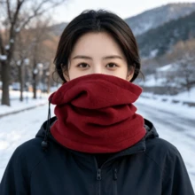 1 buah Penghangat Leher Bulu Domba Unisex Musim Dingin untuk Olahraga Luar Ruangan, Masker Wajah Bersepeda, Balaclava Penutup Leher Bulu Domba dengan Tali Serut Multifungsi - MultiWarna - View 3