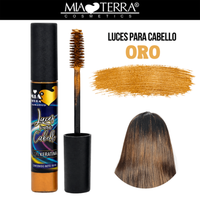 MIA TERRA COSMETICS luces de cabello Base Agua 15 ml, No Tinte Permanente, Fácil Aplicación con Cepillo, Se Quita con Agua y Jabón, cambia de look diario