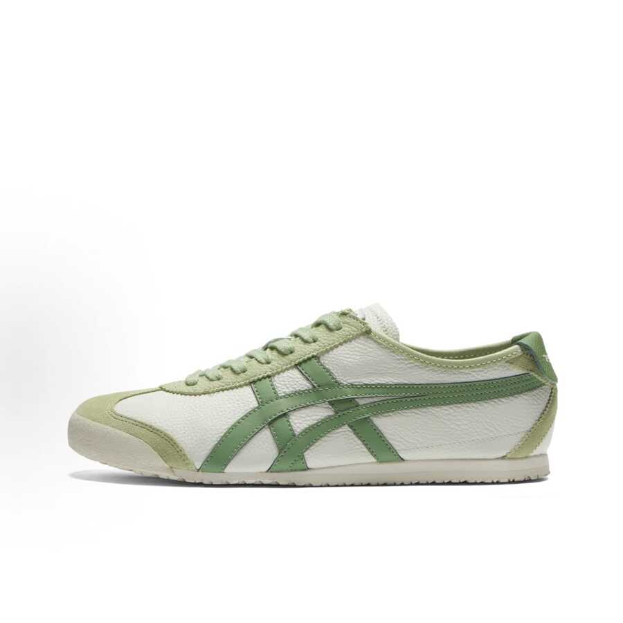 Asics Authentic Onitsuka Tiger Mexico 66 Leather Sneakers - White/Blue/Red Classic Low-Top | Premium Japanese Heritage Footwear | Slim-Profile Lightweight Trainers - 蘋果綠 - 查看 1