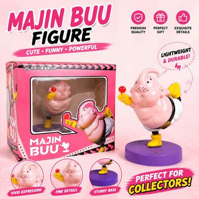 Bandai Lightweight Durable Fat Majin Buu Figure Funny One Leg Lift Design, Japanese Merch PVC Doll Desktop Display Gift Model