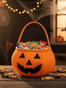 Halloween Pumpkin Bucket Candy Basket Halloween Decoration Halloween Party Favors - TNT籃子 - 16x14cm - 查看 3