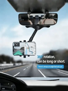 Car Rearview Mirror Navigation Mount Universal Back Mirror Bracket Telescopic Multi-Function Car Phone Holder Rotatable Adjustable Stable One-Hand Operation Easy Installation No Need To Look Down For Phone Viewing Enhanced Driving Safety Compatible With All Phones Multiple Styles Available Essential Gift For Drivers - A - View 2
