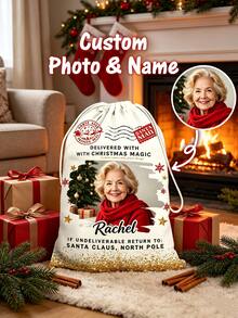 Personalised Christmas Gift Bag With Name, Personalized Large Santa Sack Gift Bags, Personalized 2026 Christmas Decoration, Holiday Gift Bag, Christmas Eve Box, Christmas Decrations, Christmas Decorations - Multicolor - View 1