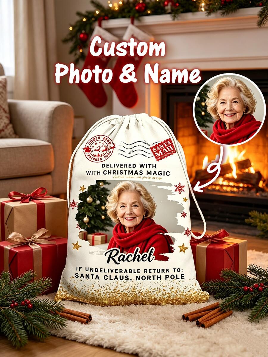 Personalised Christmas Gift Bag With Name, Personalized Large Santa Sack Gift Bags, Personalized 2026 Christmas Decoration, Holiday Gift Bag, Christmas Eve Box, Christmas Decrations, Christmas Decorations - Multicolor - View 1
