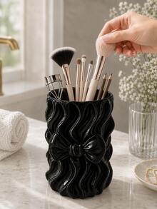 1pc Pearl Shell Toothbrush Holder, Luxury High-End Bowknot Girl Makeup Brush Holder, Jewelry Box, Silk Pen Holder, Makeup Brush Bucket, Desktop Storage Box, Storage Bucket, Office Supplies Desktop Multi-Function Storage, Thank You Teacher, Birthday Gift - Multicolor - View 7