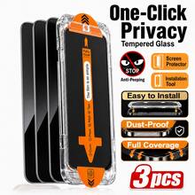 CASECOPS 3 pièces Protecteur d'écran de confidentialité à installation sans poussière en un clic, compatible avec iPhone 17/16/15/14/13/12/11/XS Max/XS/XR toutes séries, anti-espionnage, anti-regard, anti-rayures, auto-alignement, sans bulles, installation rapide et facile, couverture d'écran complète, film protecteur en verre trempé anti-éclatement de dureté 9H - 3 pièces - Voir 23