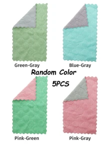 1/3/5 piezas Paños de limpieza de mezcla de poliéster multicolor antiadherentes y absorbentes, adecuados para cocina, baño, limpieza del hogar - Multicolor - Ver 11