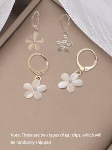 Andkiss 1 Pair Rhinestone Cat Eye Stone Flower Stud Earrings (2 Styles, Randomly Sent) - Yellow Gold - View 6