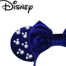 Disney Navy Blue Velvet Pearl Minnie Ears Headband, Classic Bow Pearl Hairband For Daily Park Travel - Multicolor - View 6