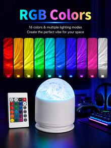 1 cái/2 cái đèn chiếu hiệu ứng sóng gợn LED có điều khiển từ xa, màu sắc tùy chỉnh, đèn chiếu đêm phòng ngủ, rạp phim tại gia, đèn chiếu trần tạo không khí lãng mạn, đèn chiếu trang trí đa cảnh cho các dịp lễ - Nhiều màu - Xem 6