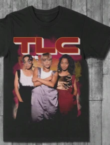 TLC Combination Graphic T-Shirt Top For Summer - Black - View 7