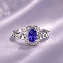 Klaudinni Rectangular Purple Stone Engagement Ring - Violet Purple - View 4
