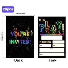Colorful Fillable Party Invitation Set With Matching Envelopes, Black Confetti Design Blank Invite Cards For Birthday Bash Game Party Reunion Decor - A - View 9
