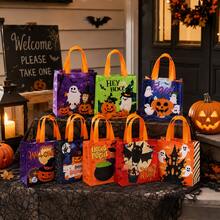 Halloween-Themen Handgeschenktüten, Kürbis-Geist-Fledermaus-Muster Süßigkeitentüten, Party-Geschenkverpackungstüten, Feiertags-Dekorations-Aufbewahrungstüten, Halloween-Party kleine Geschenktüten - Mehrfarbig - Übersicht 2