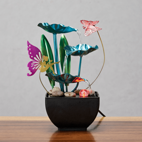 Small Butterfly Water Fountain Desktop Decor, Iron Art Water Feature, Wealth-Attracting Ornament For Living Room, Bedroom, Wedding Anniversary Decoration