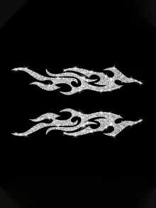 2 pezzi Adesivi per auto con fiamma olografica, decalcomanie in vinile lucido riflettente, adatti per specchietti retrovisori, motociclette e auto, decorazione autoadesiva multi-superficie (plastica/vetro/metallo), design a fiamma asimmetrica, adesivi per auto monouso - A - Visualizzare 9