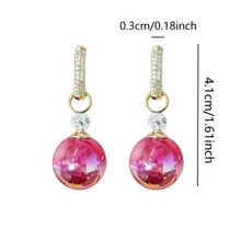 1 Pair European & American French Classic Versatile Fashion High-End Red Pearl Stud Earrings For Women, Lightweight Luxury, Sparkling Rhinestone Embellished, Elegant New Style - Multicolor - View 7
