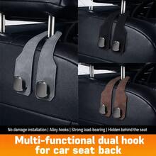 Suede Car Seat Back Hook, Hidden Dual Metal Hanger For Headrest, Interior Storage Organizer (Black/Brown/Grey) - A - View 6