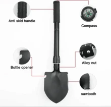 Foldable Portable Truck-Mounted Engineer Shovel Camping Tent Outdoor Shovel Self-Defense Survival Tool Compass Storage Bag - A - 查看 5