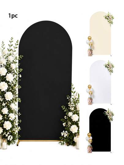 Wedding Arch Cover Set 4FT/5FT/6FT/6.6FT/7.2FT Spandex Elastic Fitted Arch Frame Cover, Double-Sided Dome Chiara Backdrop Cover, Suitable For Birthday Decoration, Baby Shower Party Supplies, Wedding Decoration Arch Backdrop (Black, White, Beige)