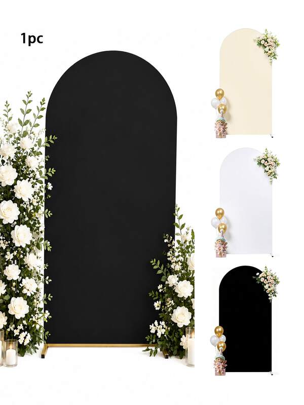 Wedding Arch Cover Set 4FT/5FT/6FT/6.6FT/7.2FT Spandex Elastic Fitted Arch Frame Cover, Double-Sided Dome Chiara Backdrop Cover, Suitable For Birthday Decoration, Baby Shower Party Supplies, Wedding Decoration Arch Backdrop (Black, White, Beige)