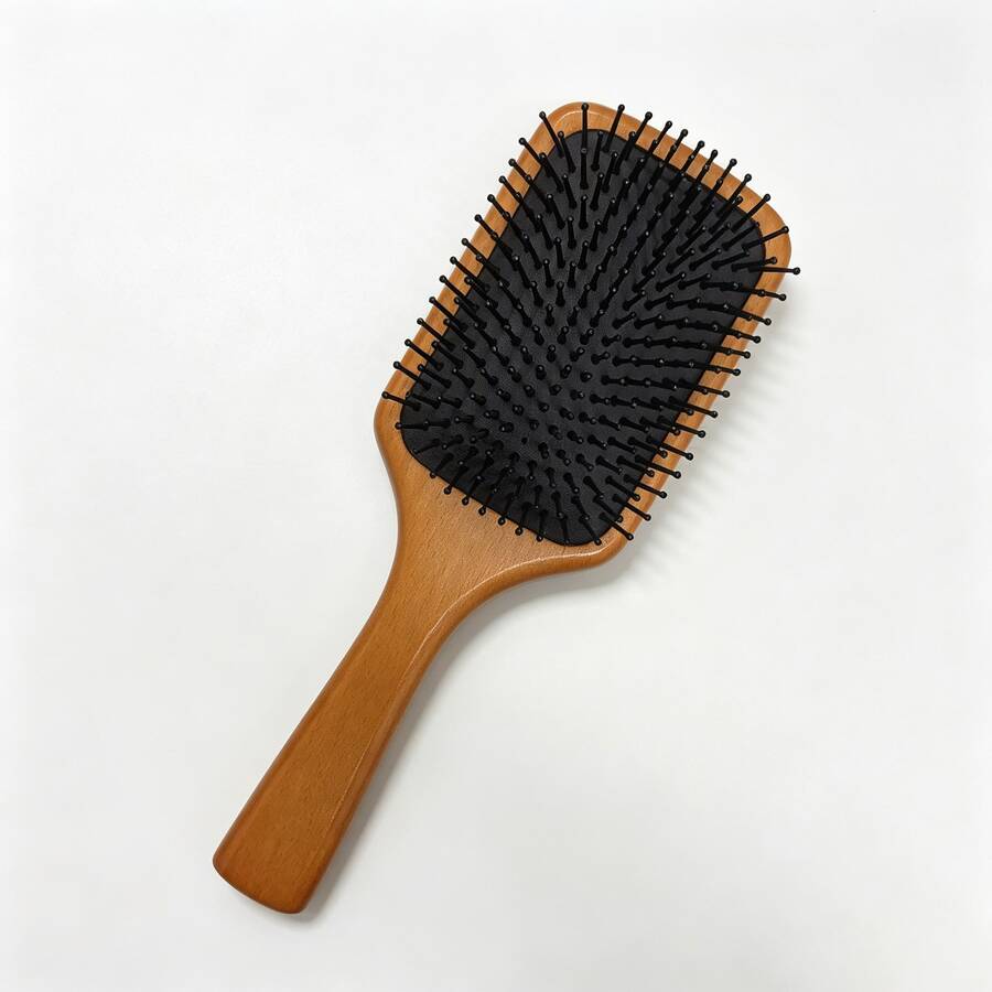 Beech Wood Air Cushion Massage Hair Comb - Burnt Orange - View 1