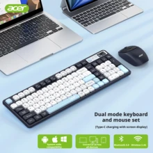 Acer Tablet Keyboard Wireless Bluetooth Dual-Mode Keyboard And Mouse Set Rechargeable Laptop Desktop Computer Office Gaming Mechanical Feel Keyboard IPad Android MAC Phone Tablet Universal - Charging Version - With Display Screen [Single Keyboard] - View 17