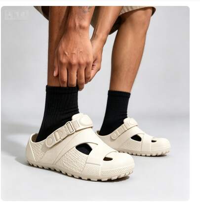 Men's Clogs Sandals Waterproof Slip-On All Season Black Beige Breathable Lightweight EVA Non-Slip Indoor Outdoor Beach Pool Garden Home US 6.5-10.5
