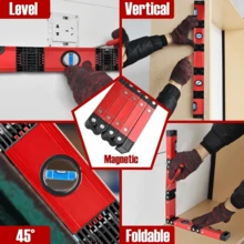 5-Section Folding Level Ruler, 720mm Total Length, Flexible Bending, Easily Adapts To Stairs, Corners, Irregular Curved Surfaces And Other Scenarios Where Ordinary Level Rulers Are Difficult To Measure. Equipped With 4 Sets Of Leveling Bubbles, Supports 45°, 90°, 180° Multi-Angle Precise Detection, High-Precision Reading Of ±0.5mm/M. The Ruler Body Is Made Of Aluminum Alloy Material, Durable And Shock-Resistant, With Built-In Strong Magnetic Suction - Multicolor - View 11
