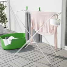 Varal de roupas dobrável para uso interno e externo, suporte portátil para secar roupas com ou sem abas - Branco sem abas - Visão 5